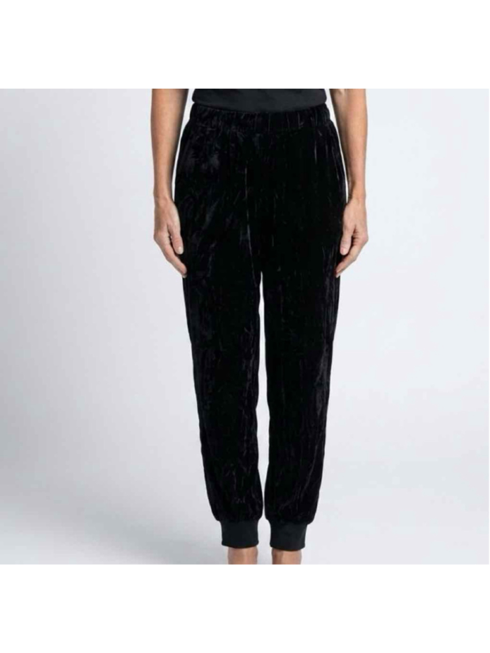 Alice + Olivia Pete Metallic Crushed Velvet Joggers Black Bronze Small